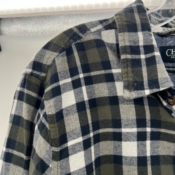 Chaps Men's Brushed Flannel Button Up Shirt Plaid Long Sleeve Size Large - Picture 5 of 9